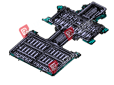 A battery box glue production line